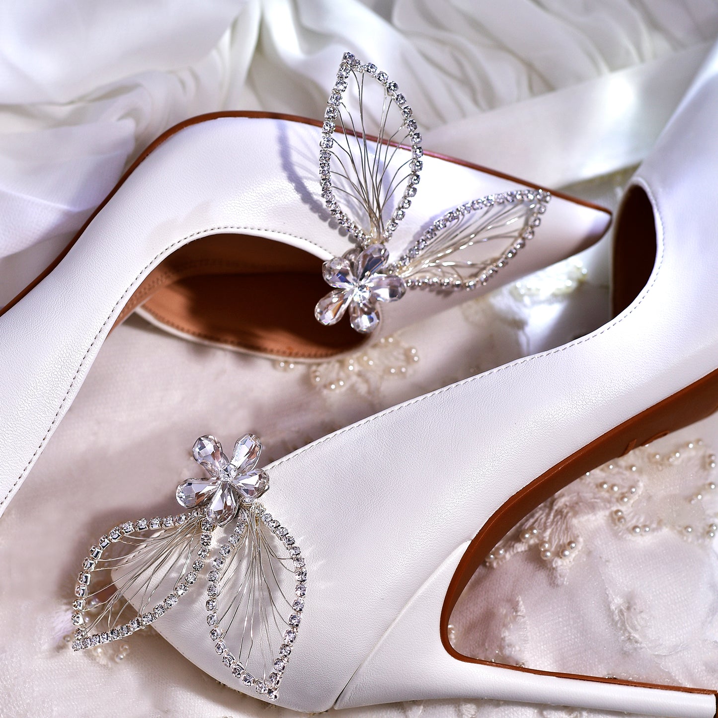 Butterfly Rhinestone Bridal Shoe Clips Wedding Heel Decoration - Bridella BHX52