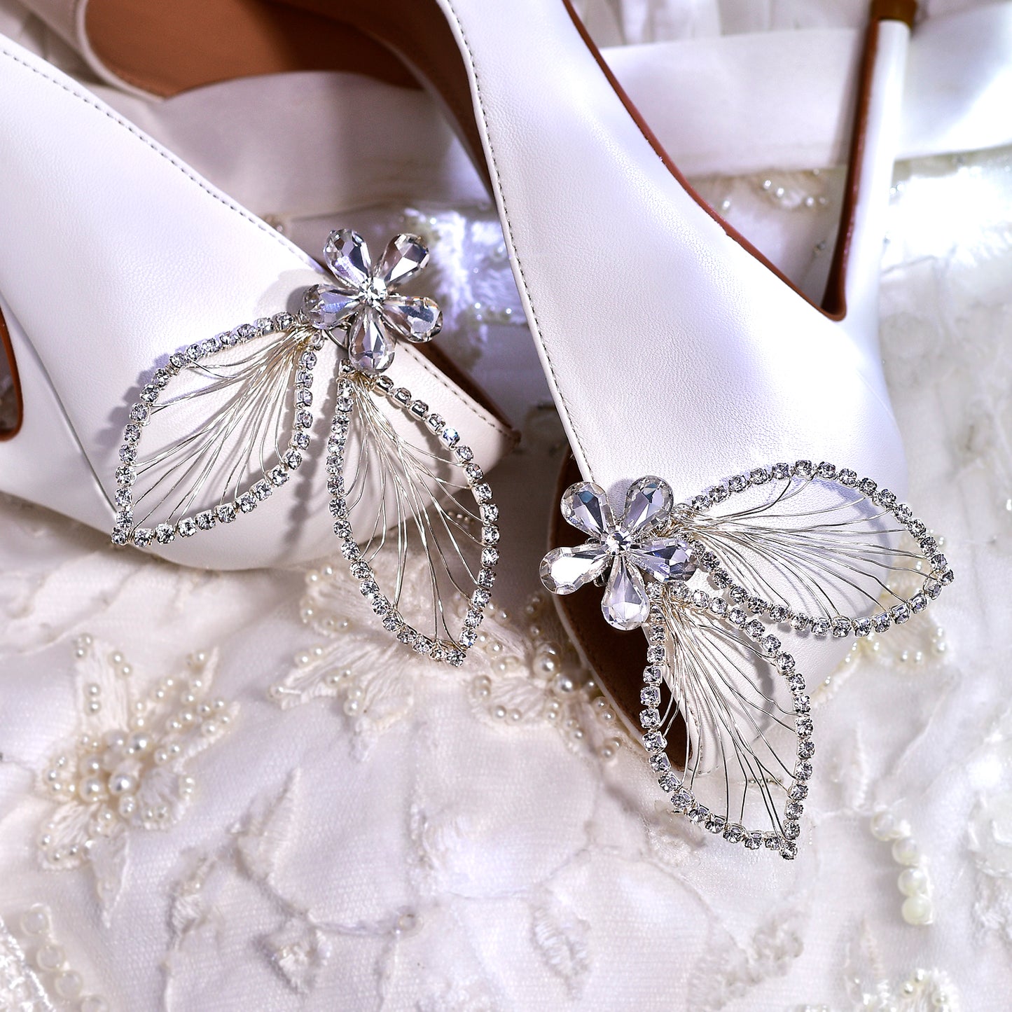 Butterfly Rhinestone Bridal Shoe Clips Wedding Heel Decoration - Bridella BHX52