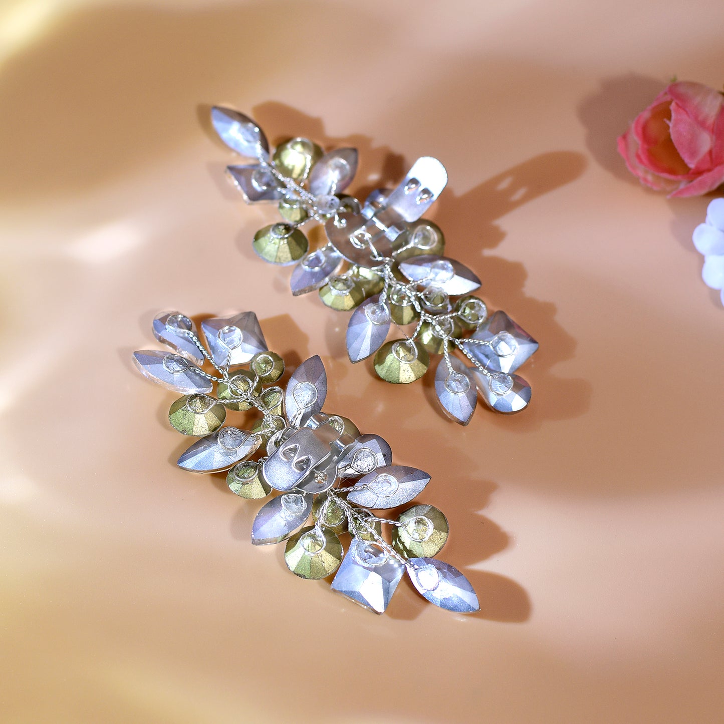 Silver Rhinestone Bridal Shoe Clips Wedding Heel Decoration - Bridella BHX51