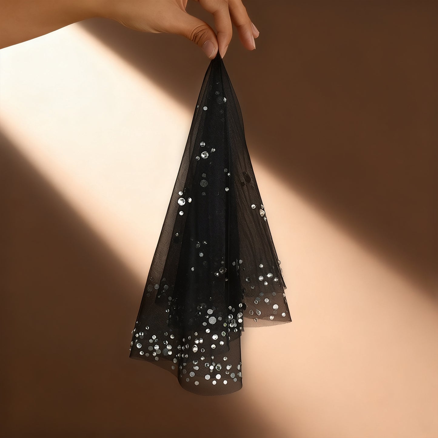 Rhinestone Black Blusher Bridal Veil Short Wedding Veil - Bridella BMA14-B