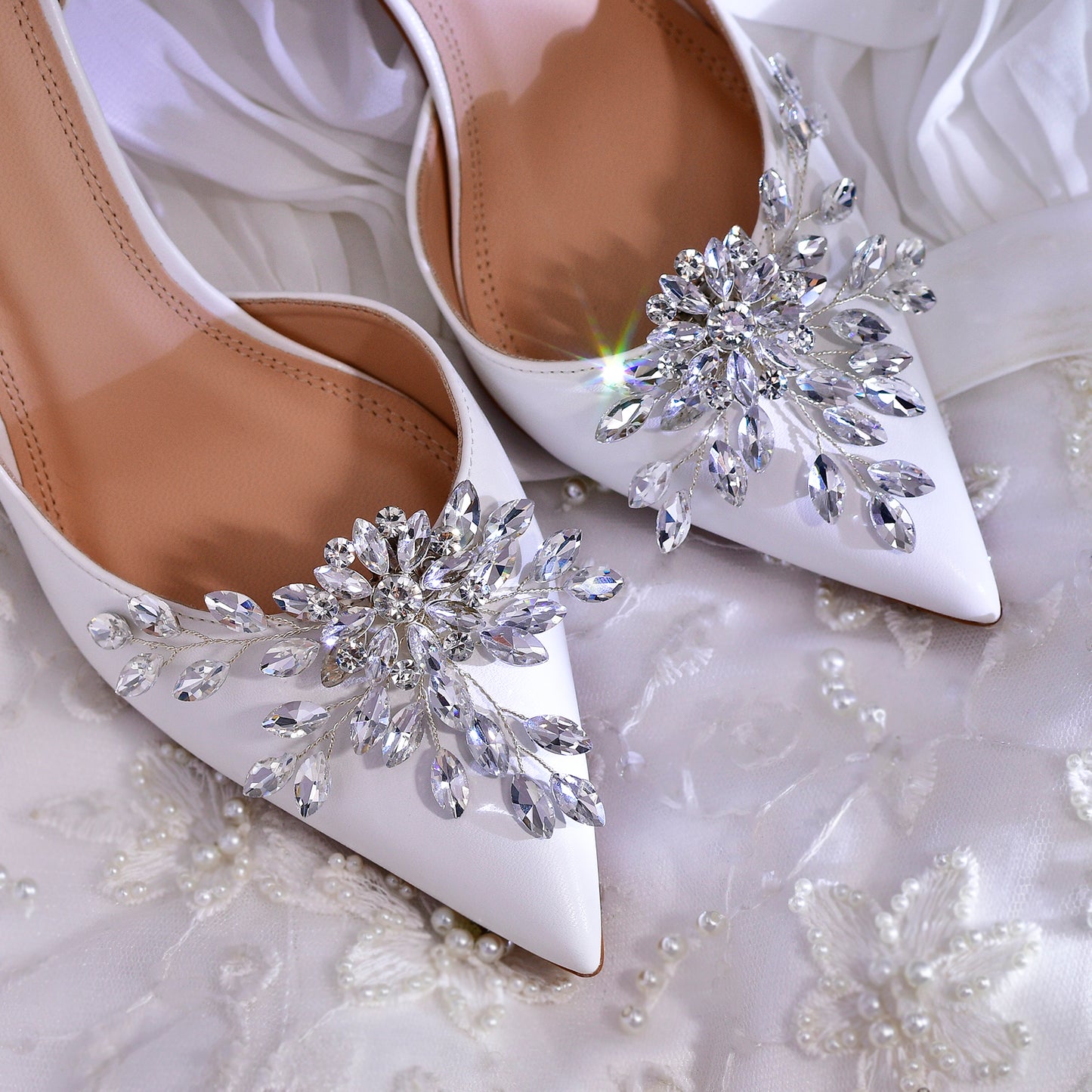 Bridal Rhinestone Shoe Clips Wedding Heel Side Decoration - Bridella BHX54