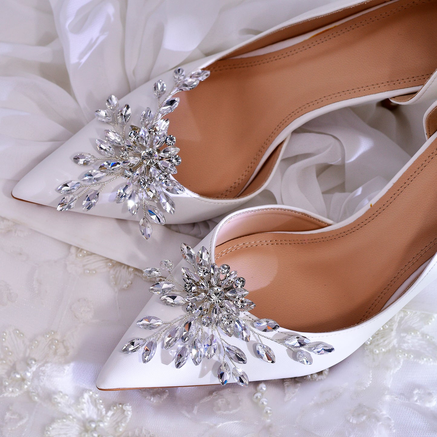 Bridal Rhinestone Shoe Clips Wedding Heel Side Decoration - Bridella BHX54