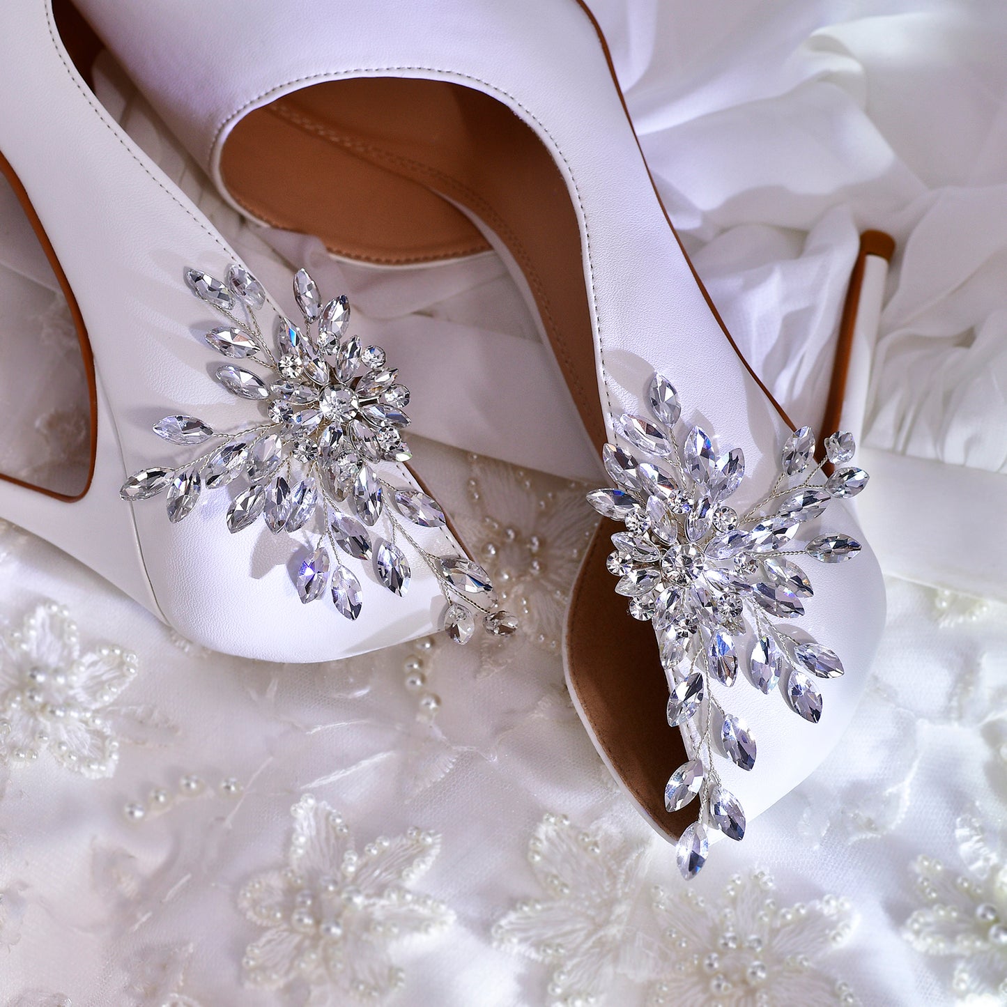 Bridal Rhinestone Shoe Clips Wedding Heel Side Decoration - Bridella BHX54