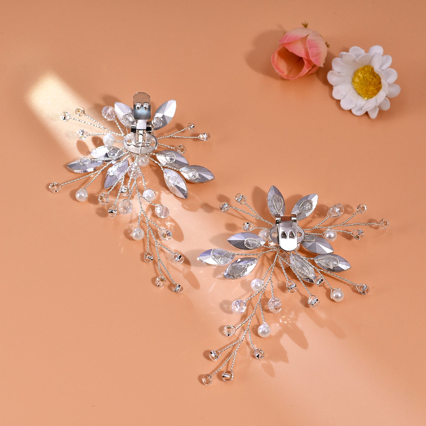 Pearl Rhinestone Bridal Shoe Clips Wedding Heel Decoration - Bridella BHX59