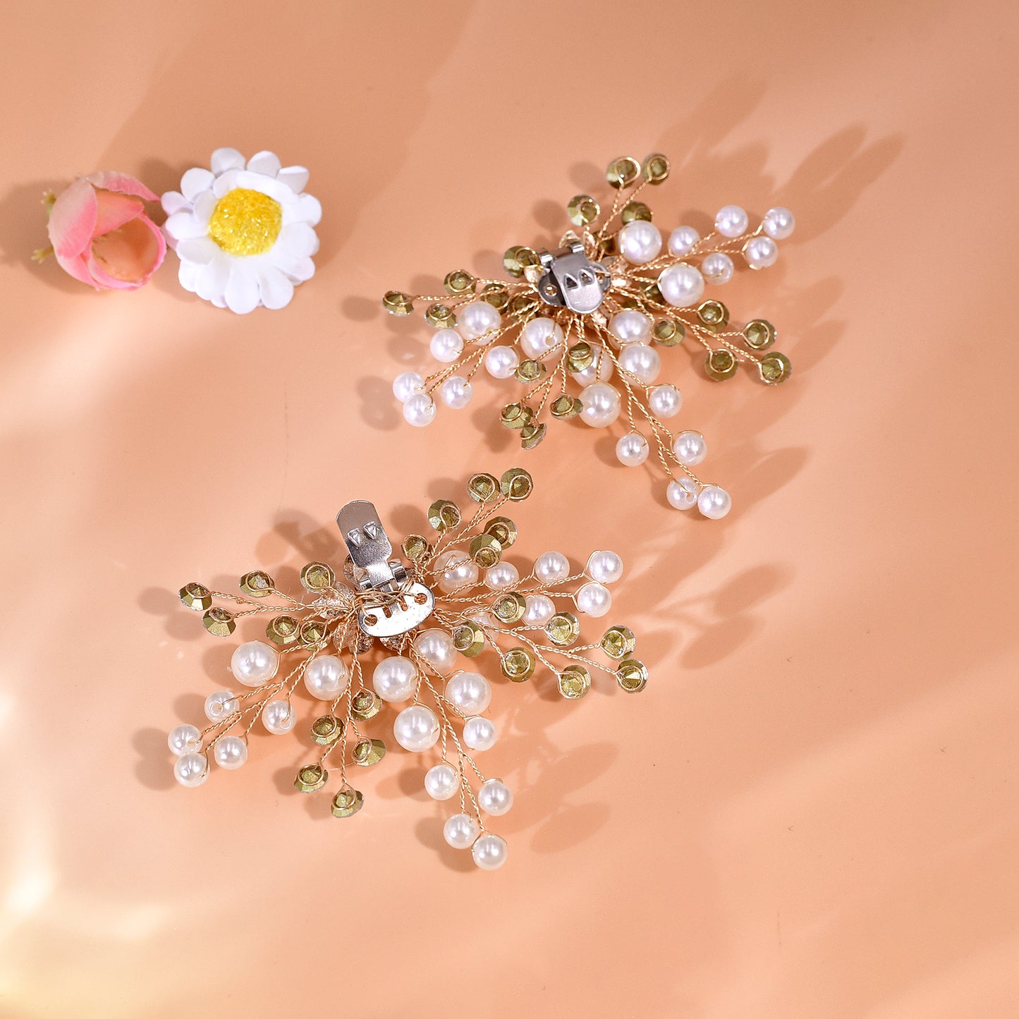 Pearl Gold Bridal Shoe Clips Wedding Heel Decoration - Bridella BHX61