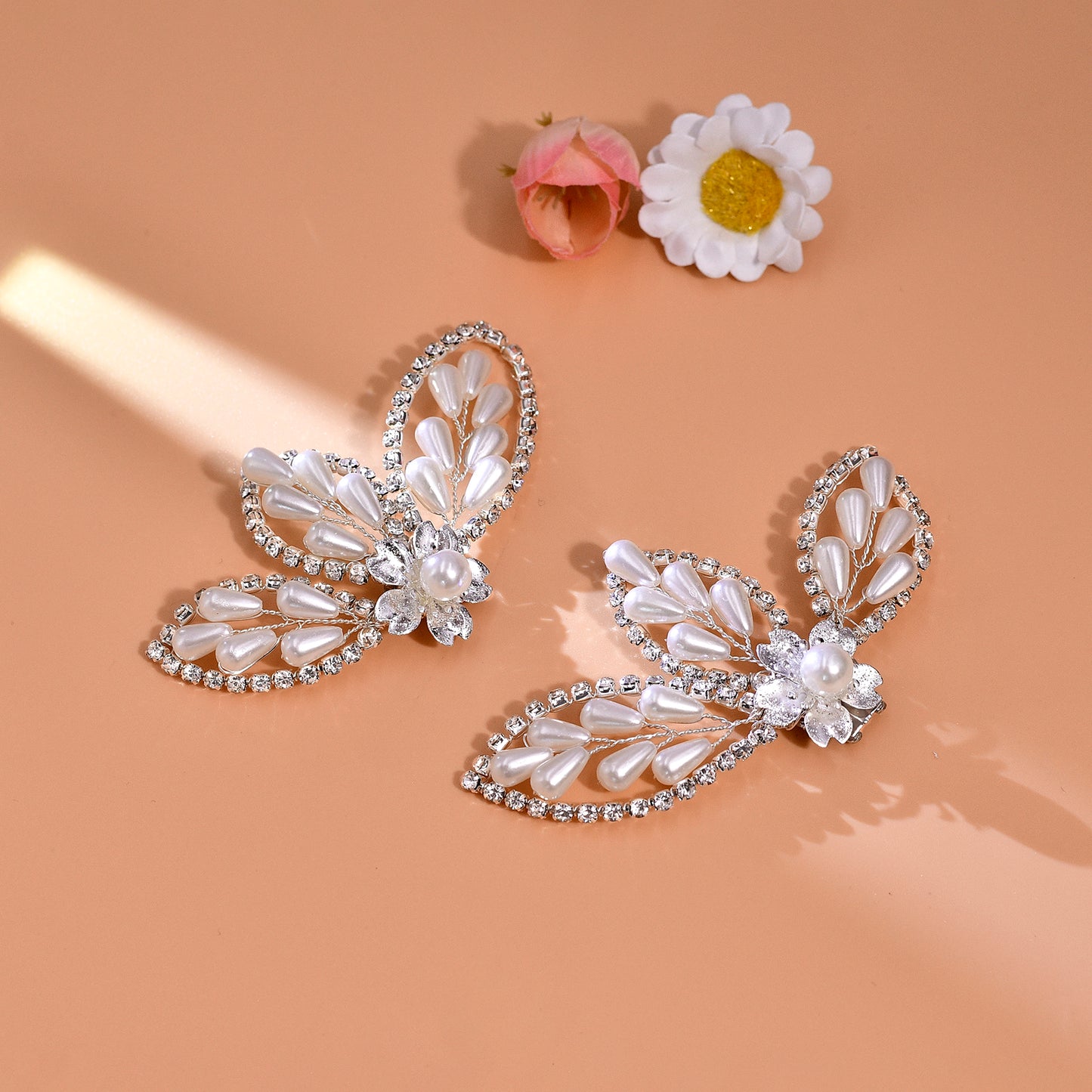 Butterfly Pearl Bridal Shoe Clips Wedding Heel Decoration - Bridella BHX62