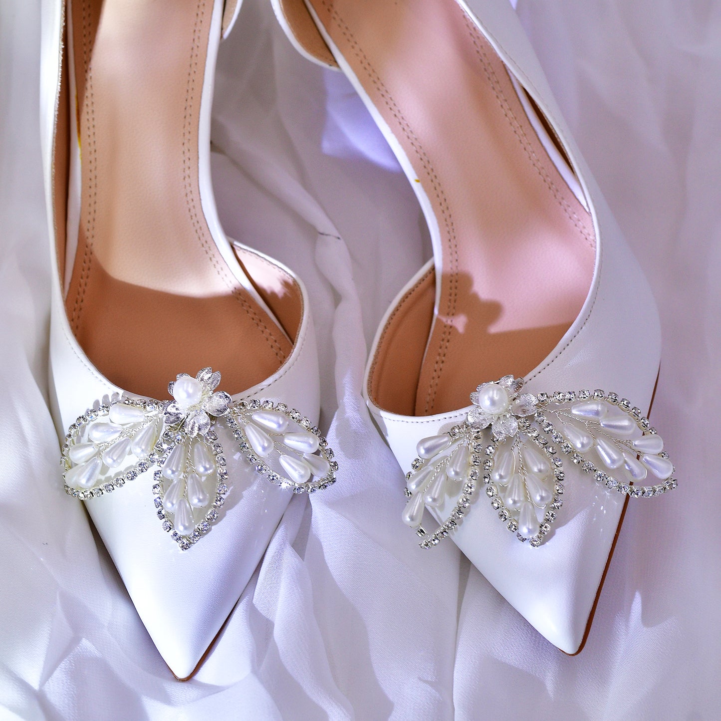 Butterfly Pearl Bridal Shoe Clips Wedding Heel Decoration - Bridella BHX62