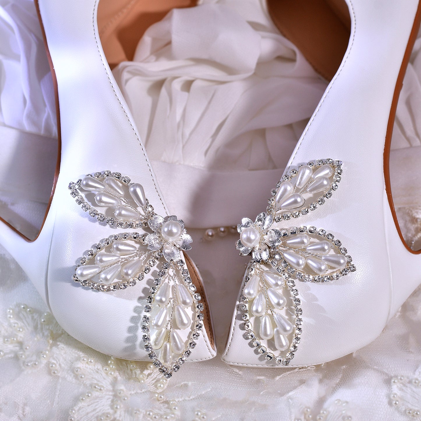 Butterfly Pearl Bridal Shoe Clips Wedding Heel Decoration - Bridella BHX62