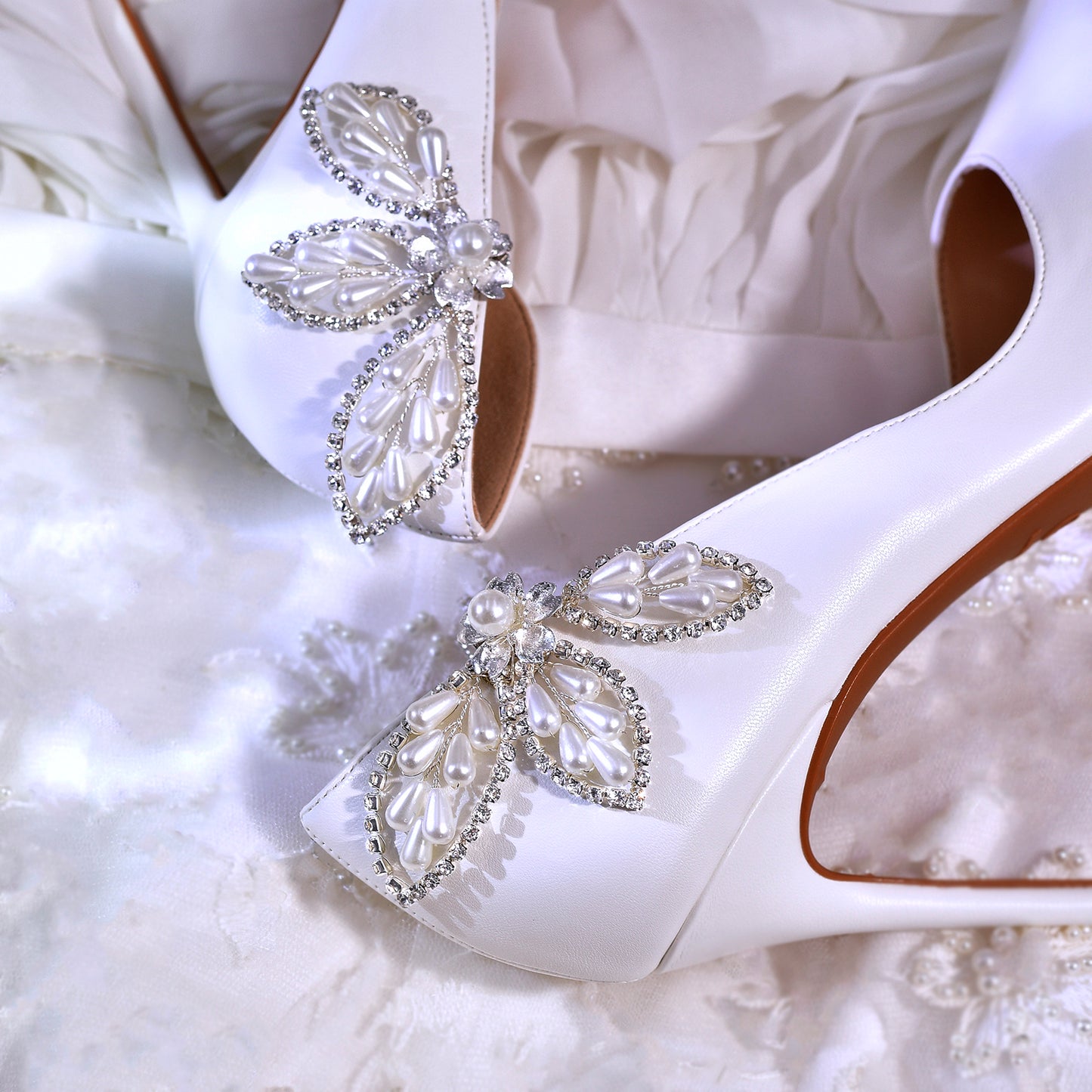 Butterfly Pearl Bridal Shoe Clips Wedding Heel Decoration - Bridella BHX62