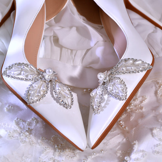 Butterfly Pearl Bridal Shoe Clips Wedding Heel Decoration - Bridella BHX62