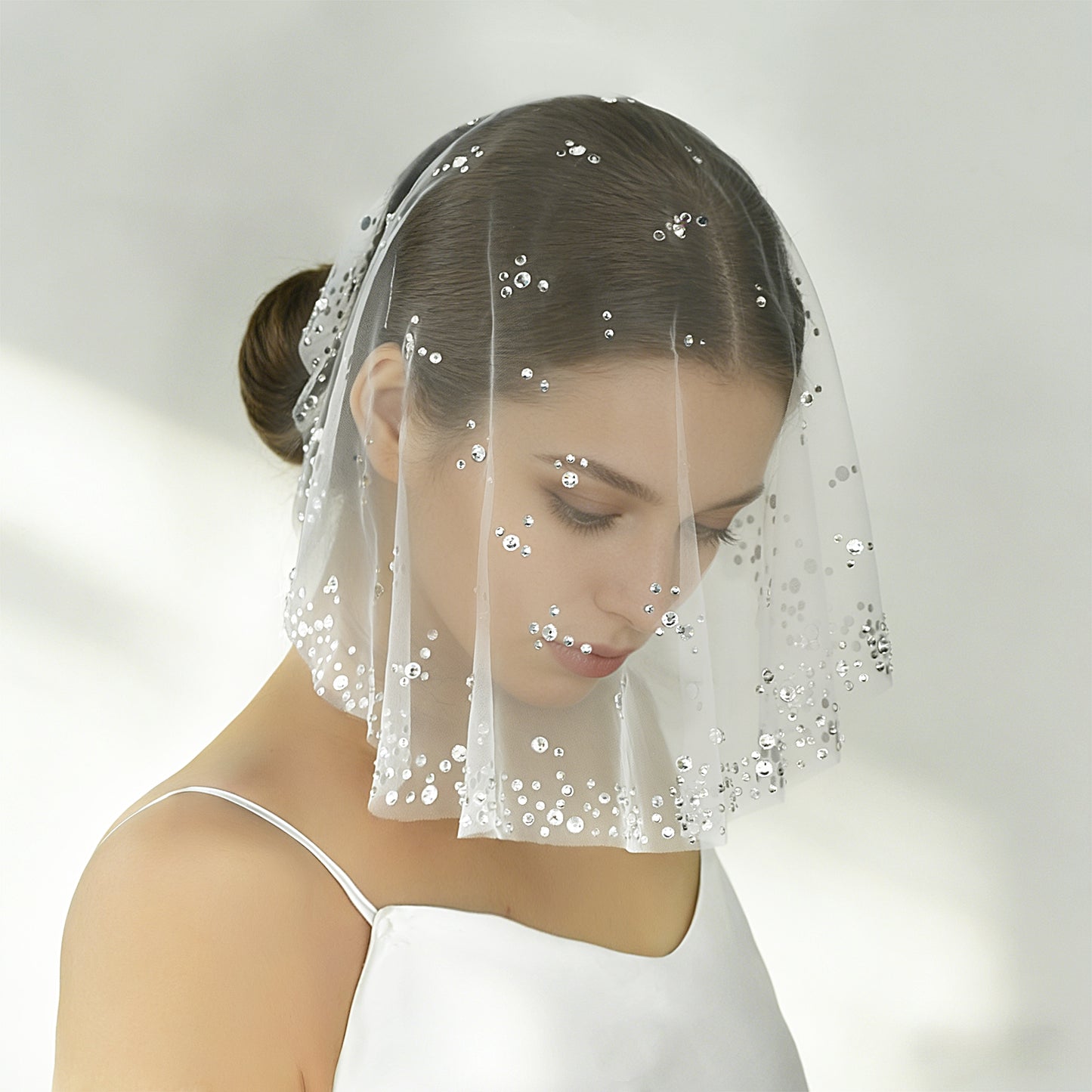 Rhinestone Birdcage Bridal Veil Wedding Veil - Bridella BMA14A