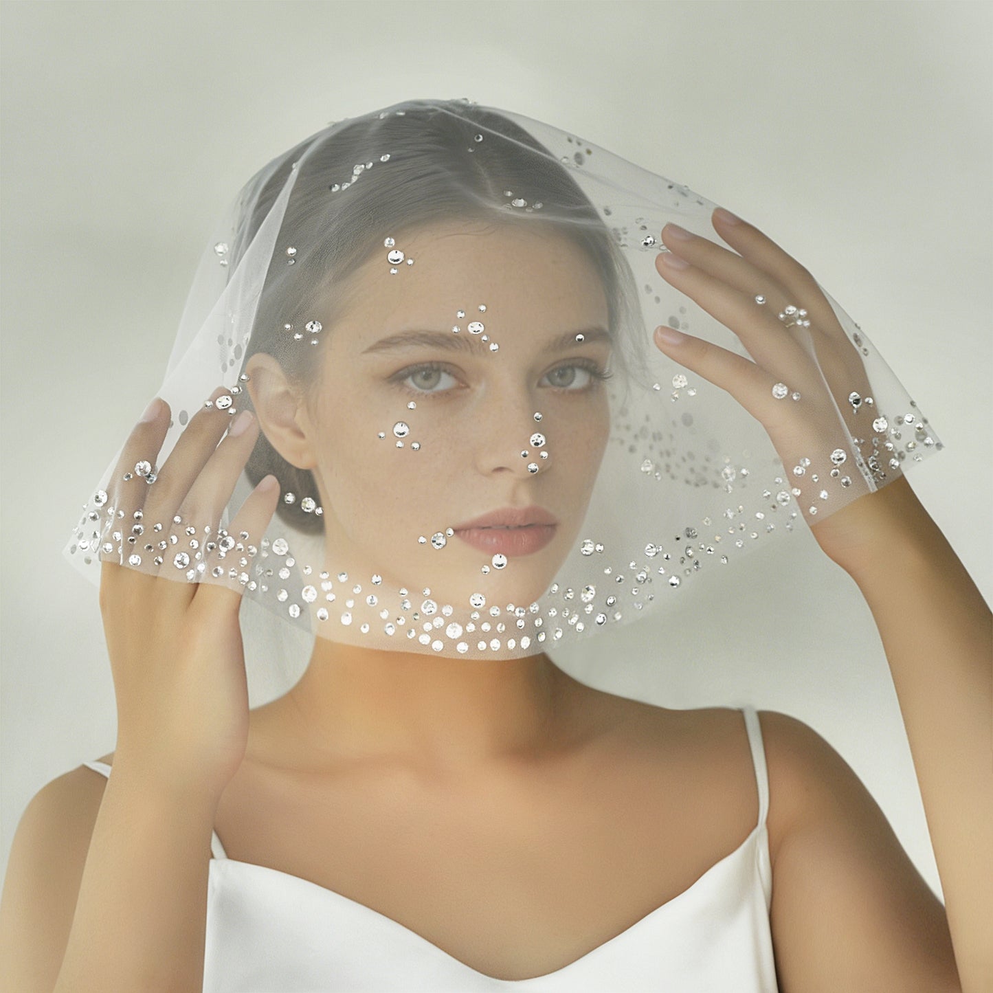 Rhinestone Birdcage Bridal Veil Wedding Veil - Bridella BMA14A