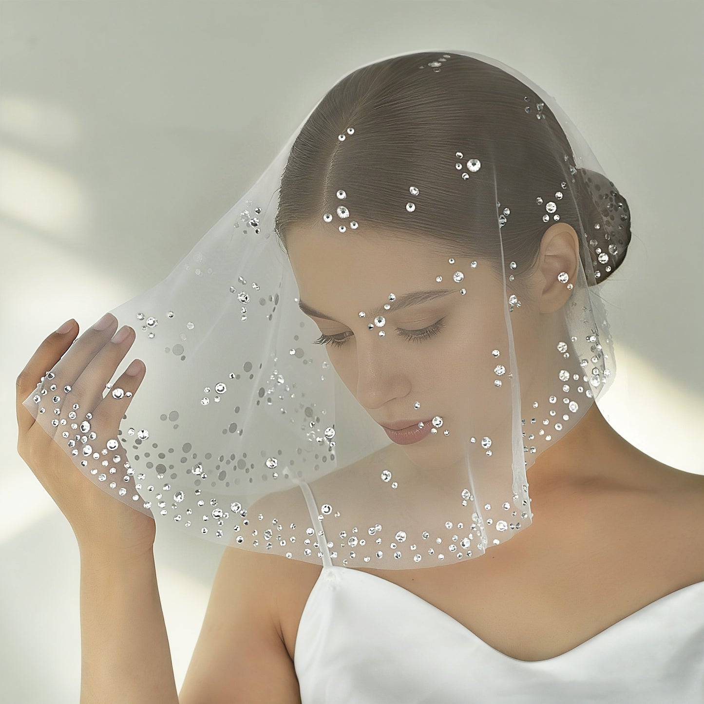Rhinestone Birdcage Bridal Veil Wedding Veil - Bridella BMA14A