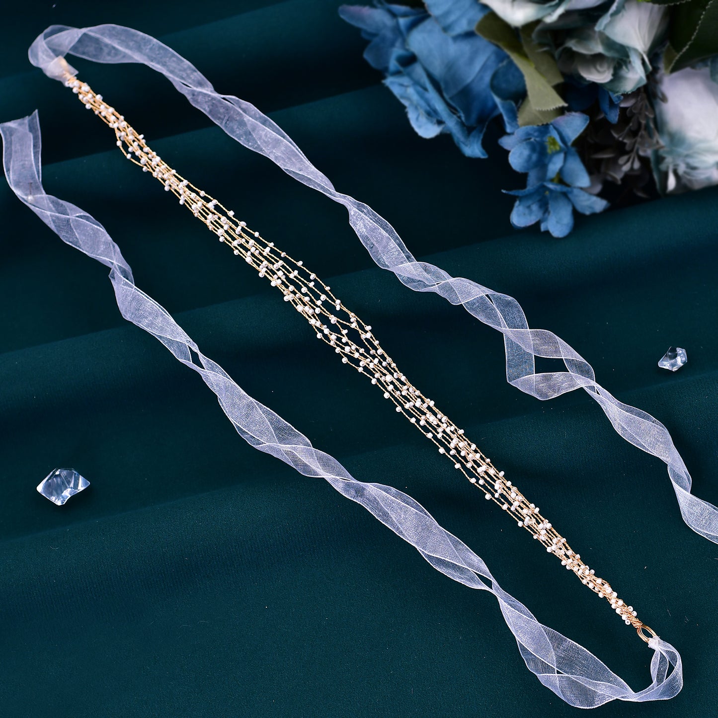 Gold Bead Bridal Headband for Wedding - Bridella BHP28-G