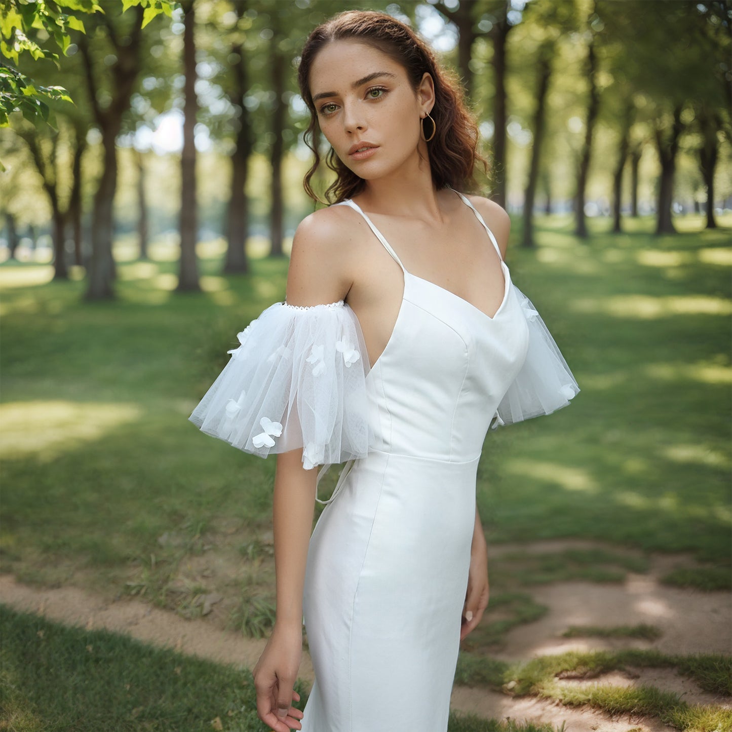 Detachable Bridal Tulle Sleeves Floral Wedding Dress Arm Sleeves - Bridella BMM28-I