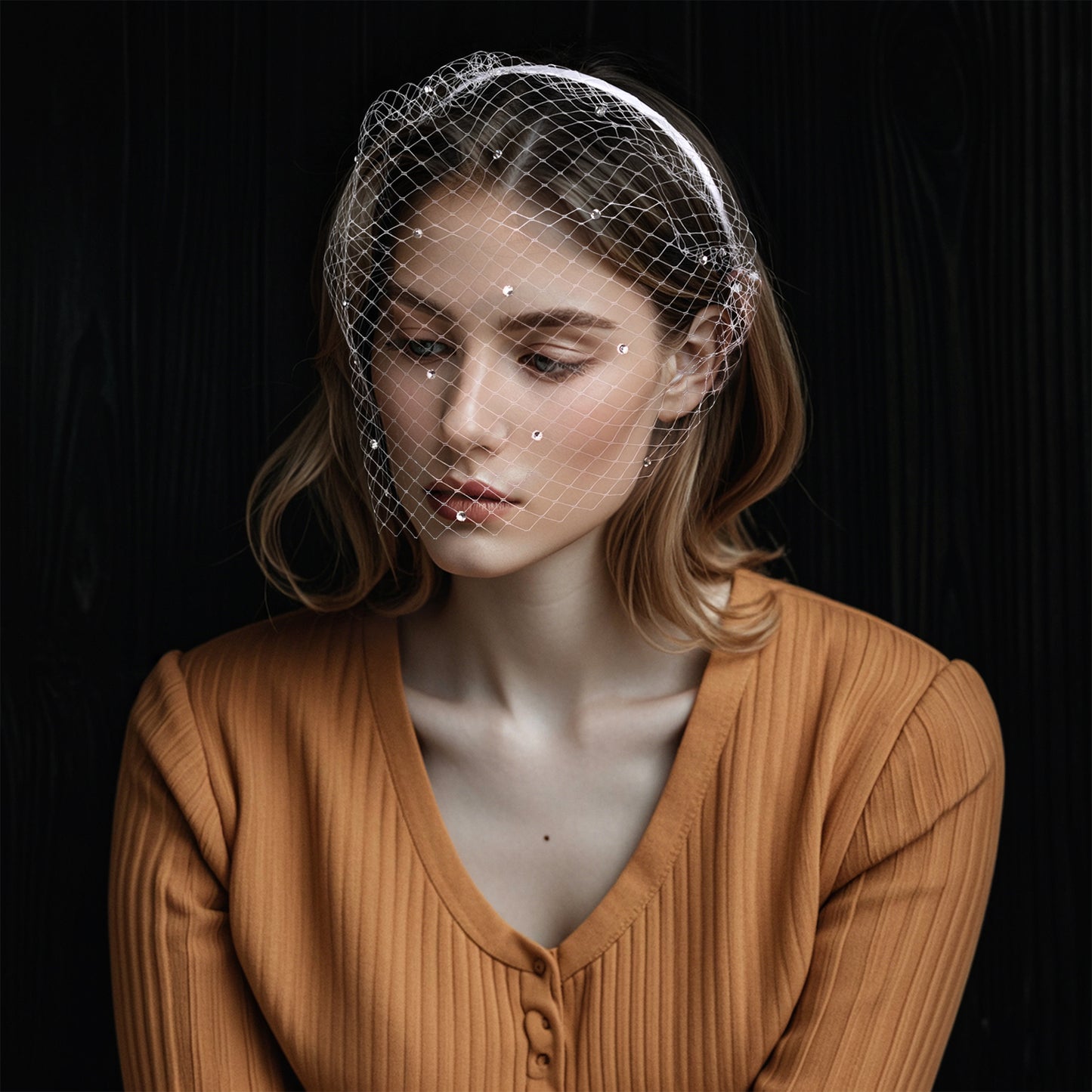 Rhinestone Birdcage Bridal Veil Wedding Headband Veil - Bridella BMA16-W