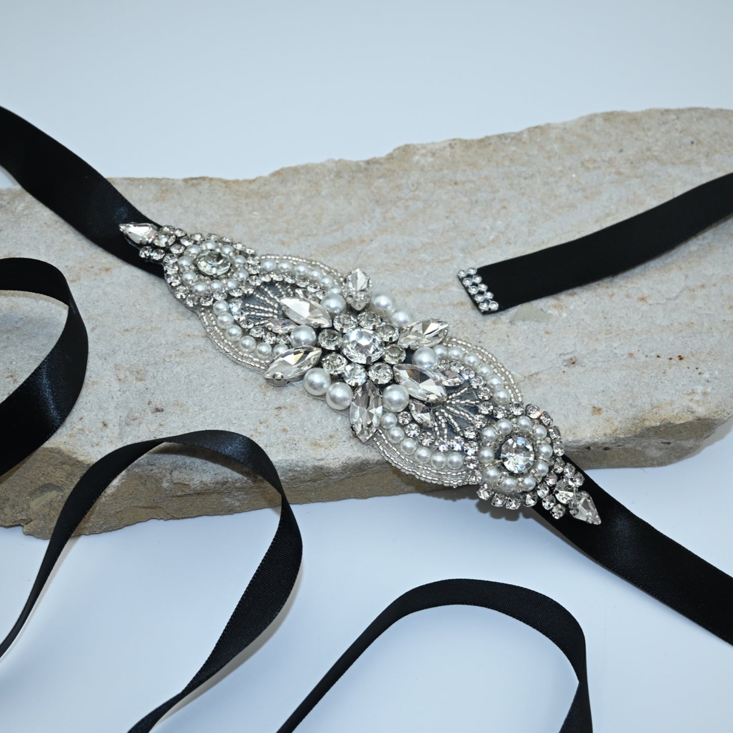 Bridella BS159 Black Rhinestone Belt