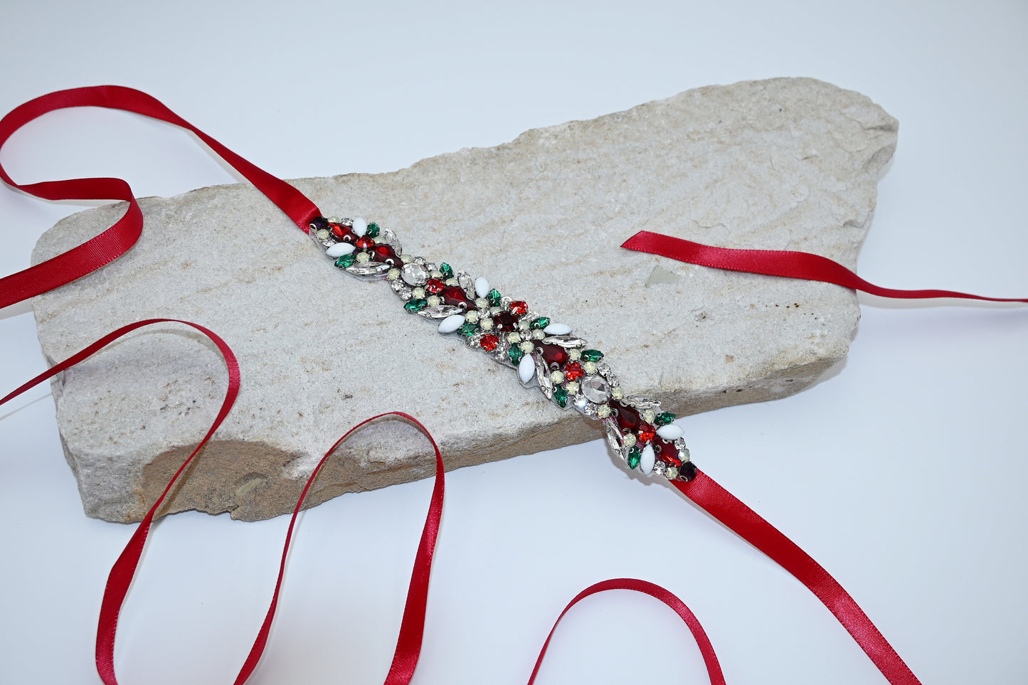 Bridella BS477 Red Satin & Crystal Belt