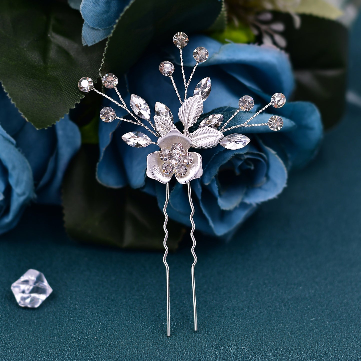 Silver Rhinestone Bridal Hair Comb Wedding Accessory - Bridella BHP343-S