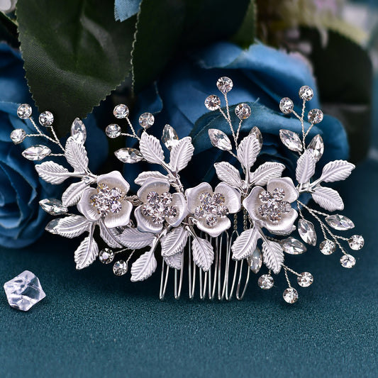 Silver Rhinestone Bridal Hair Comb Wedding Accessory - Bridella BHP343-Comb