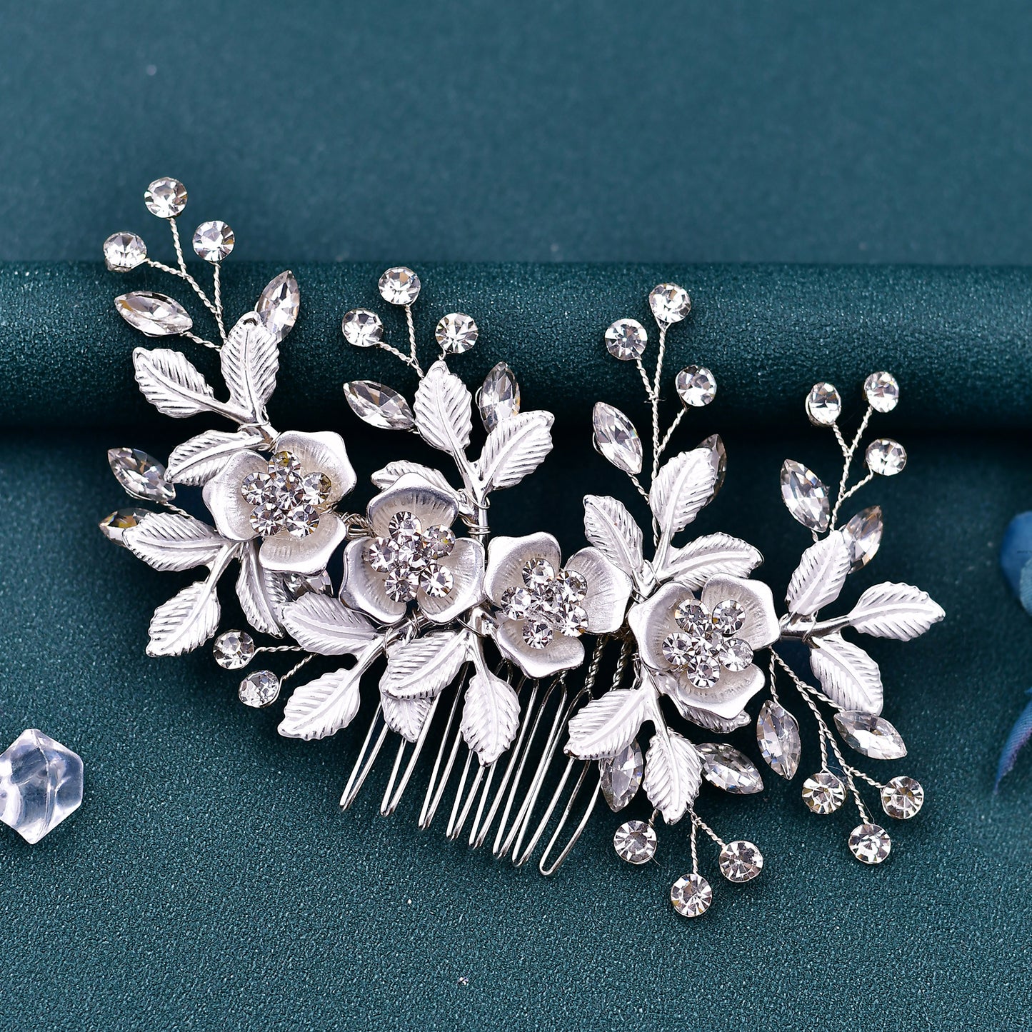Silver Rhinestone Bridal Hair Comb Wedding Accessory - Bridella BHP343-S