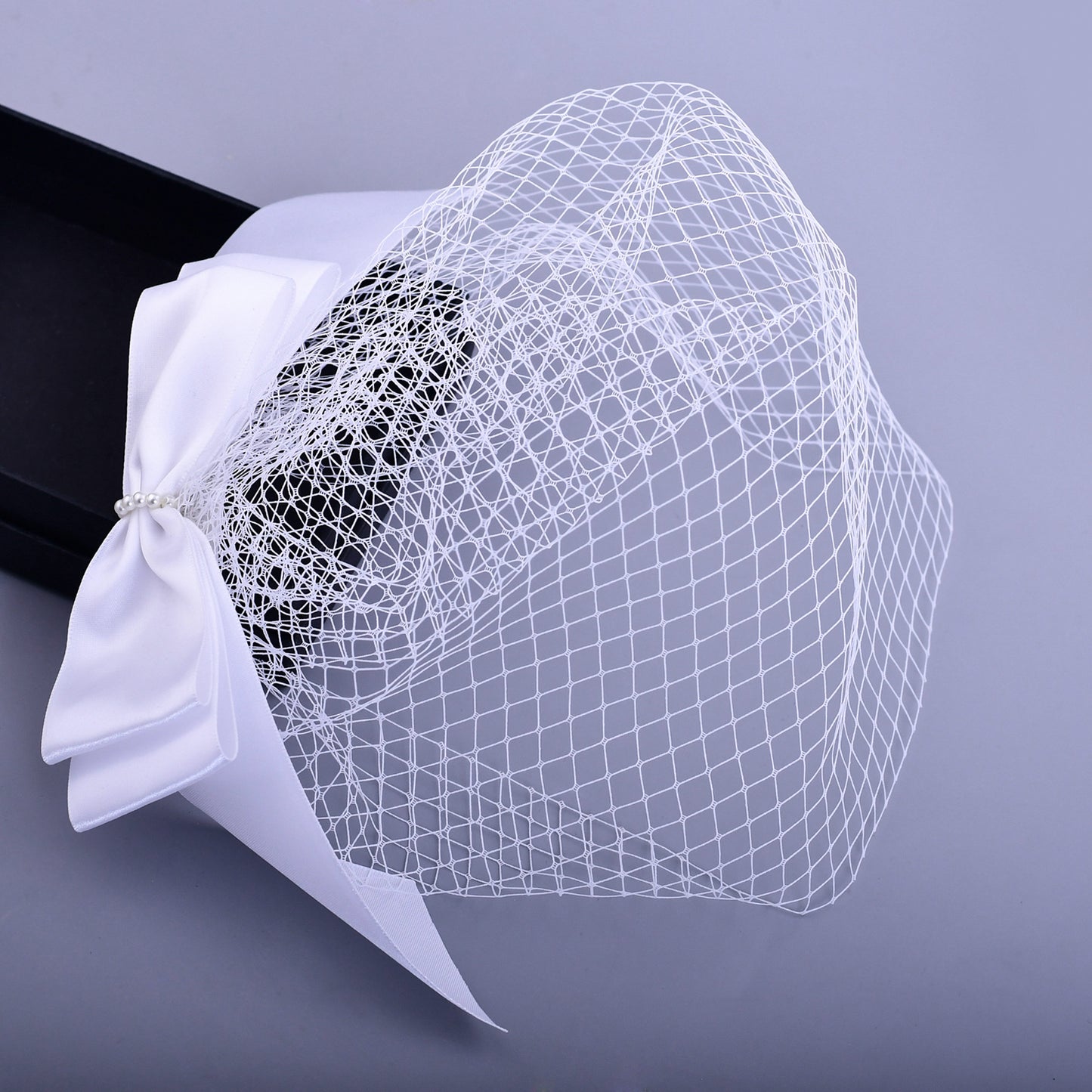 Hot Sale High Quality White Bowknot Mesh Veil Prom Party Hair Comb Veil Bridal Wedding Birdcage Veil - Bridella BVA03