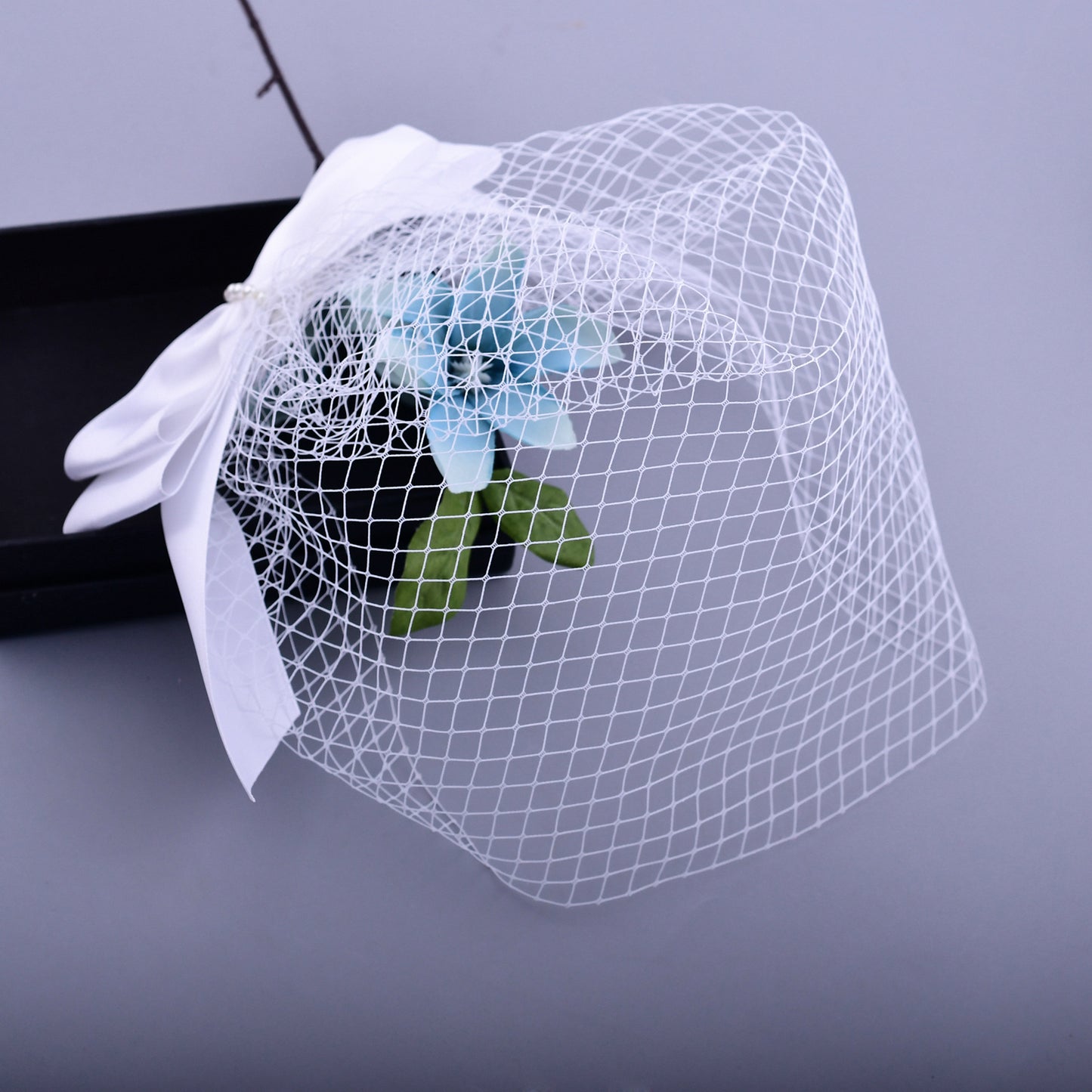 Hot Sale High Quality White Bowknot Mesh Veil Prom Party Hair Comb Veil Bridal Wedding Birdcage Veil - Bridella BVA03