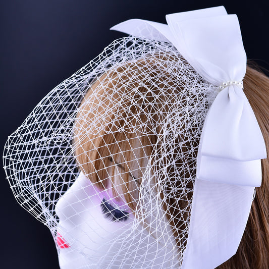 Hot Sale High Quality White Bowknot Mesh Veil Prom Party Hair Comb Veil Bridal Wedding Birdcage Veil - Bridella BVA03