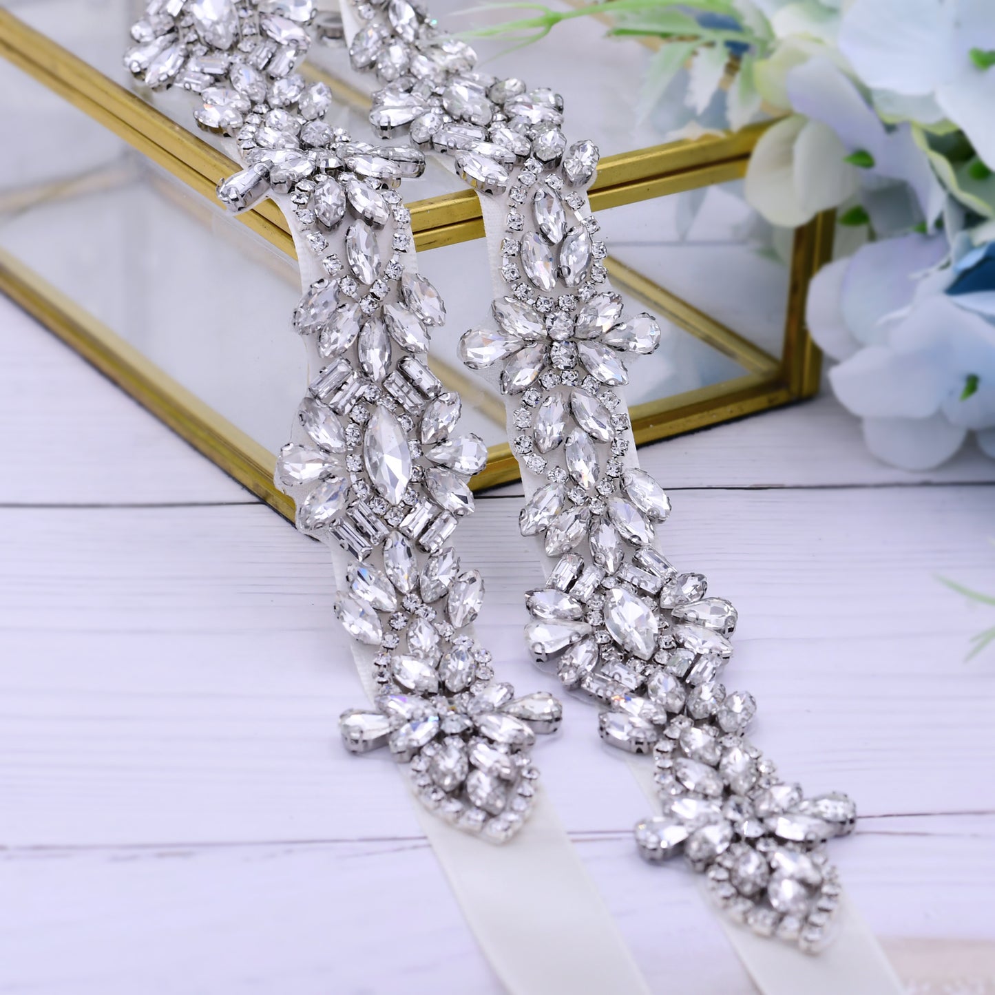Silver Rhinestone Chain Belt Wedding Belt - Bridella BS38-S