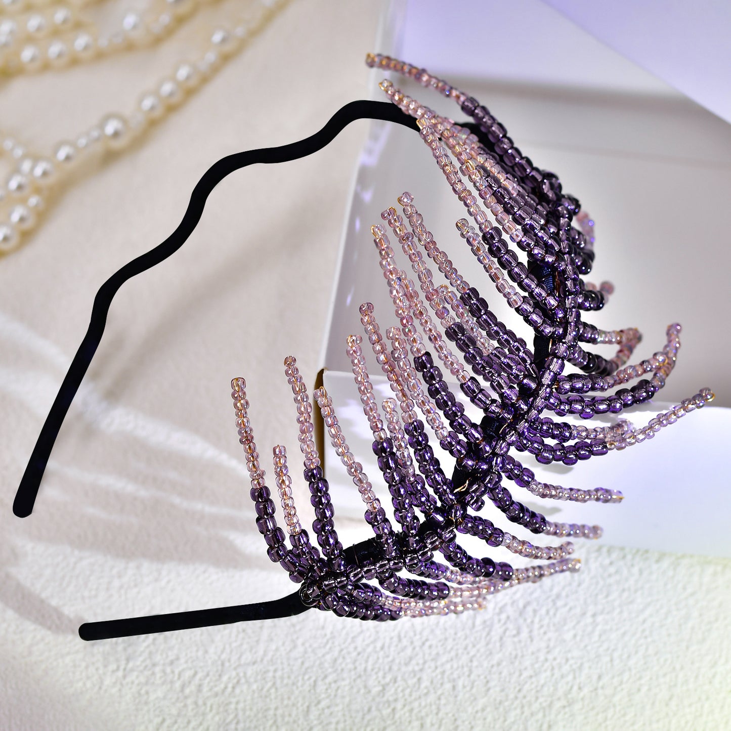 Purple Leaf Headband Bridal Party Hair Accessories - Bridella BYXA19
