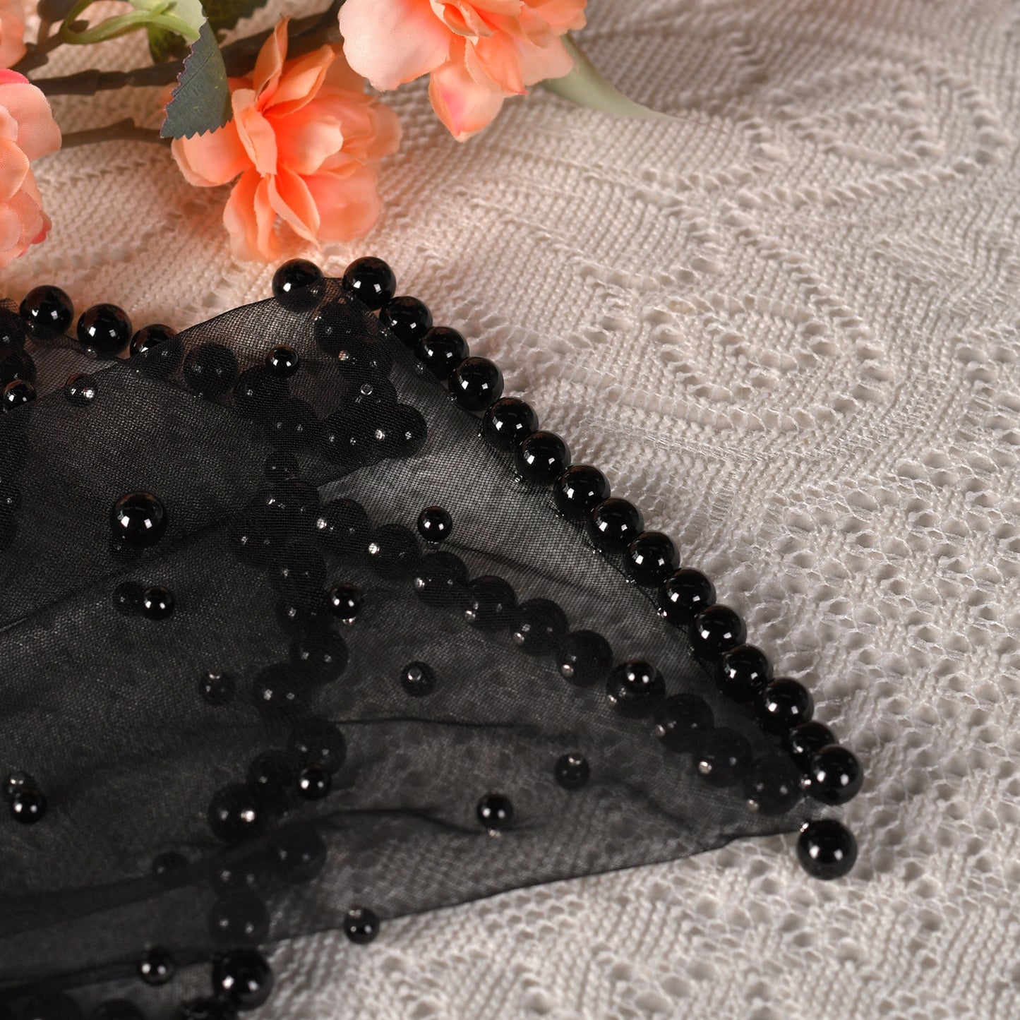 Pearl Beaded Blusher Veil Short Bridal Face Veil 50cm Wedding Bride Accessory - Bridella BVA10-B