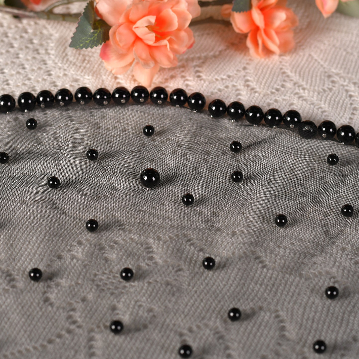 Pearl Beaded Blusher Veil Short Bridal Face Veil 50cm Wedding Bride Accessory - Bridella BVA10-B