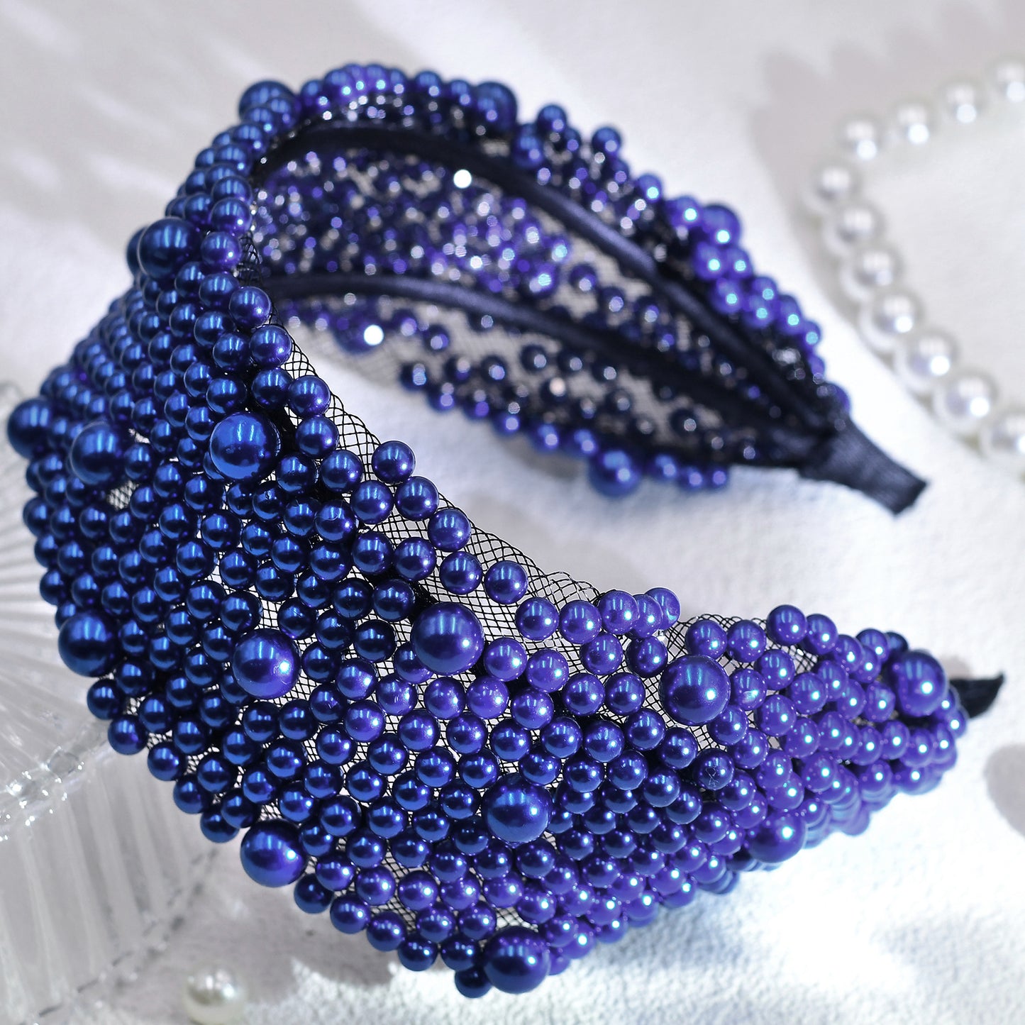 Pearl Beaded Padded Headband Fashion Party Hair Accessories - Bridella BYXA153
