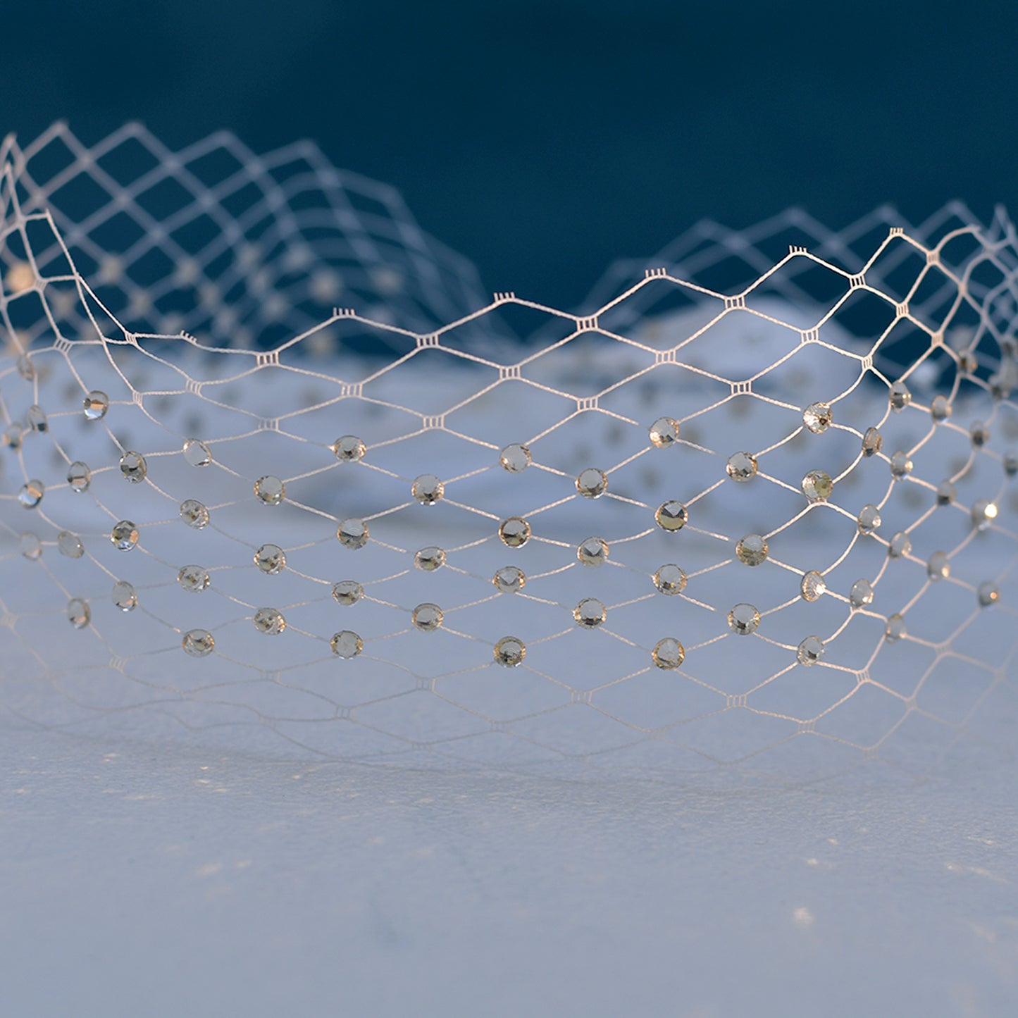 Rhinestone Bridal Face Veil Wedding Headband Veil - Bridella BMA53