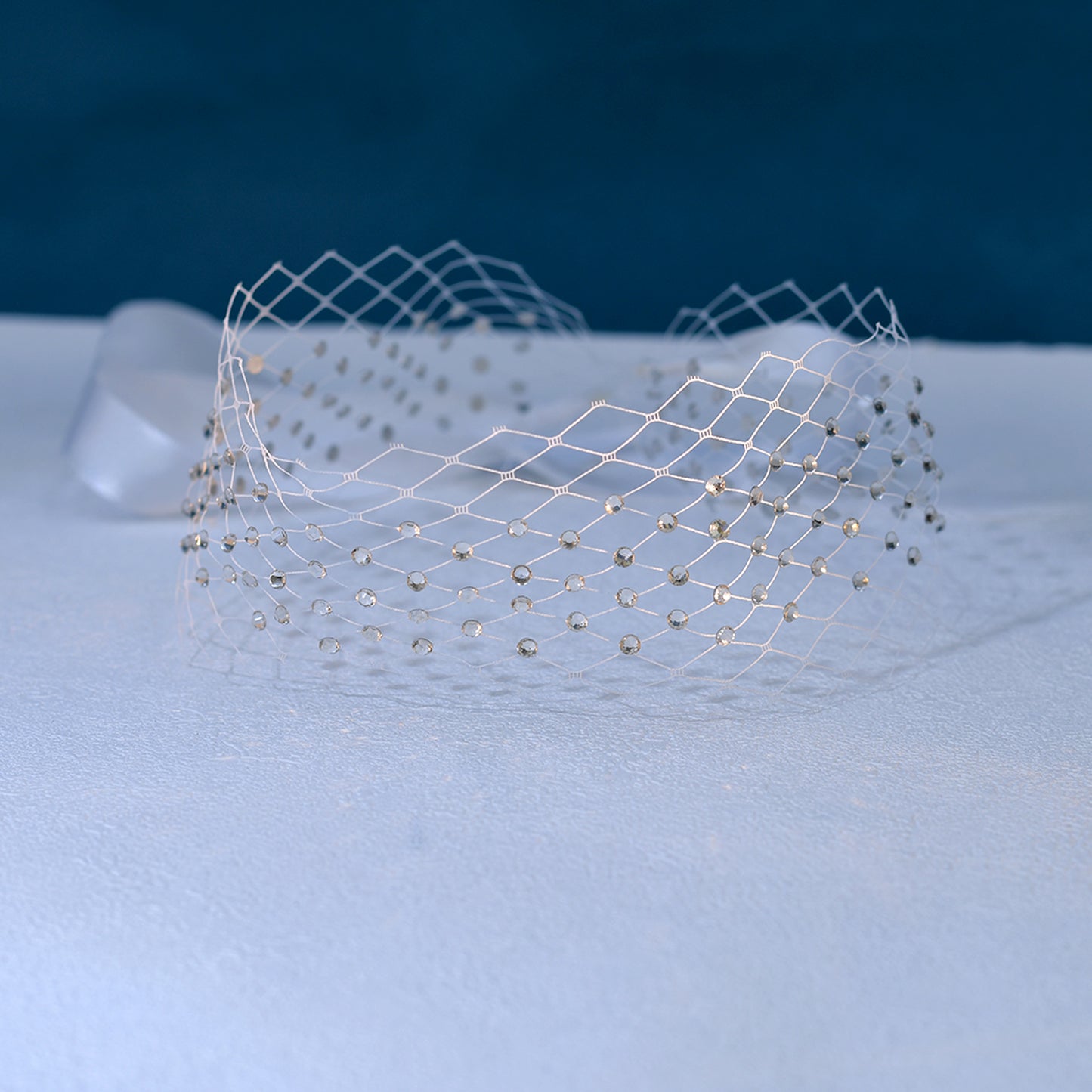 Rhinestone Bridal Face Veil Wedding Headband Veil - Bridella BMA53