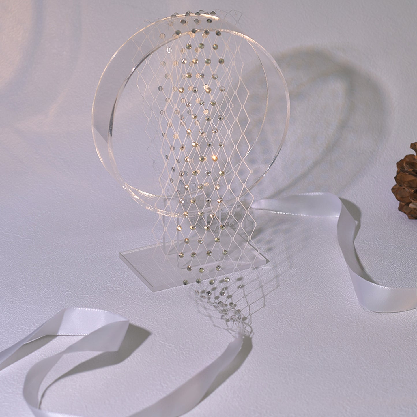 Rhinestone Bridal Face Veil Wedding Headband Veil - Bridella BMA53