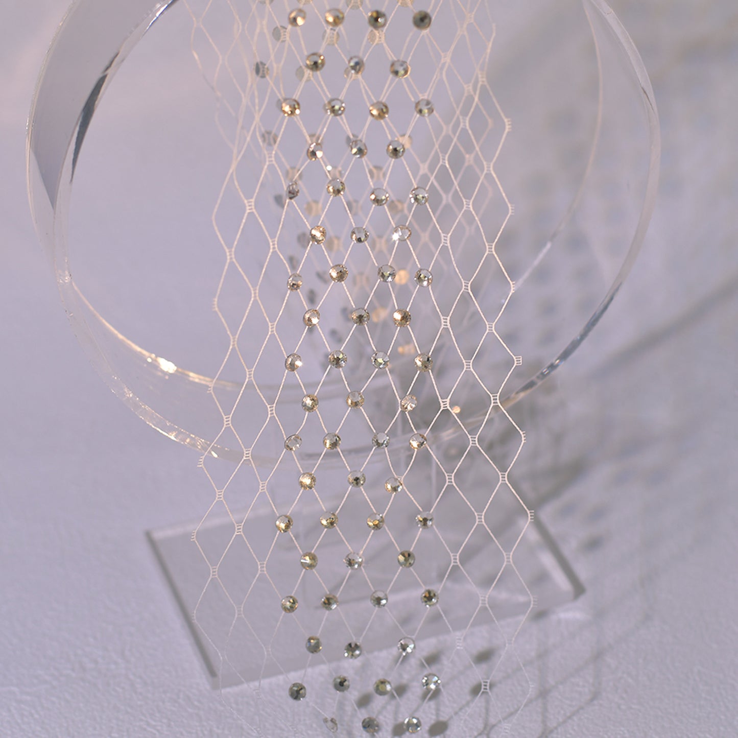 Rhinestone Bridal Face Veil Wedding Headband Veil - Bridella BMA53