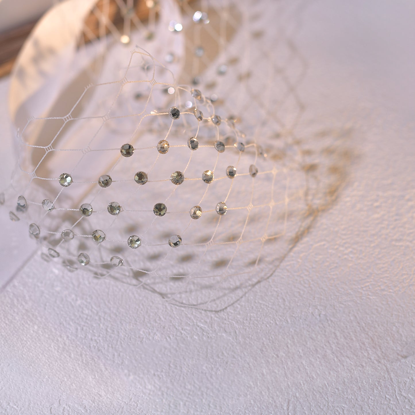 Rhinestone Bridal Face Veil Wedding Headband Veil - Bridella BMA53