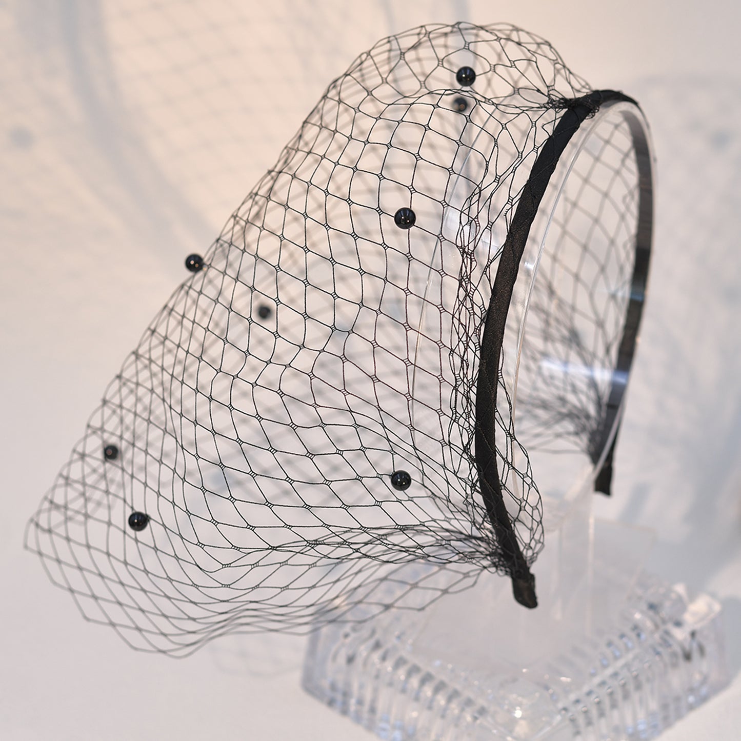 Black Pearl Birdcage Bridal Veil Gothic Wedding Veil - Bridella BMA35