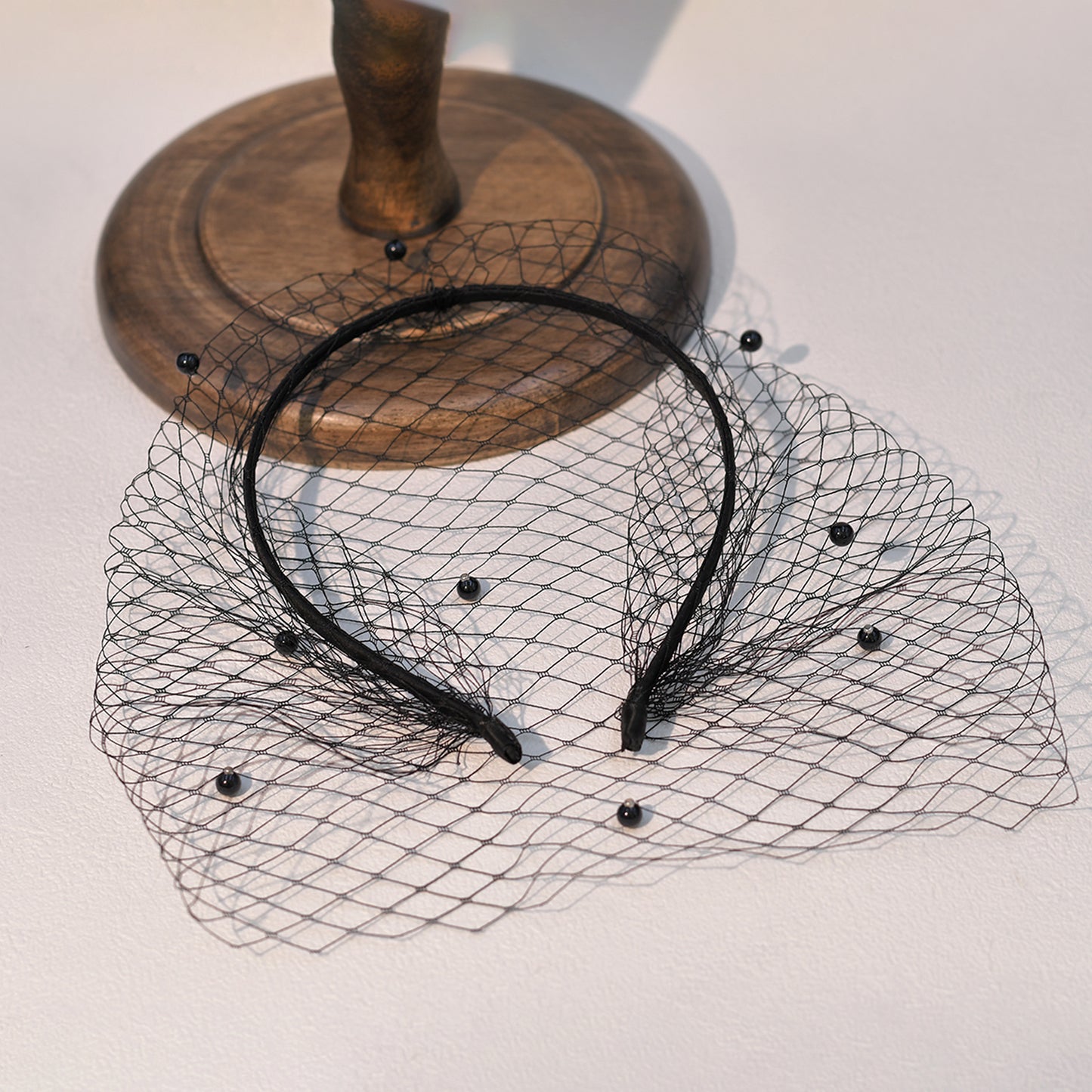 Black Pearl Birdcage Bridal Veil Gothic Wedding Veil - Bridella BMA35