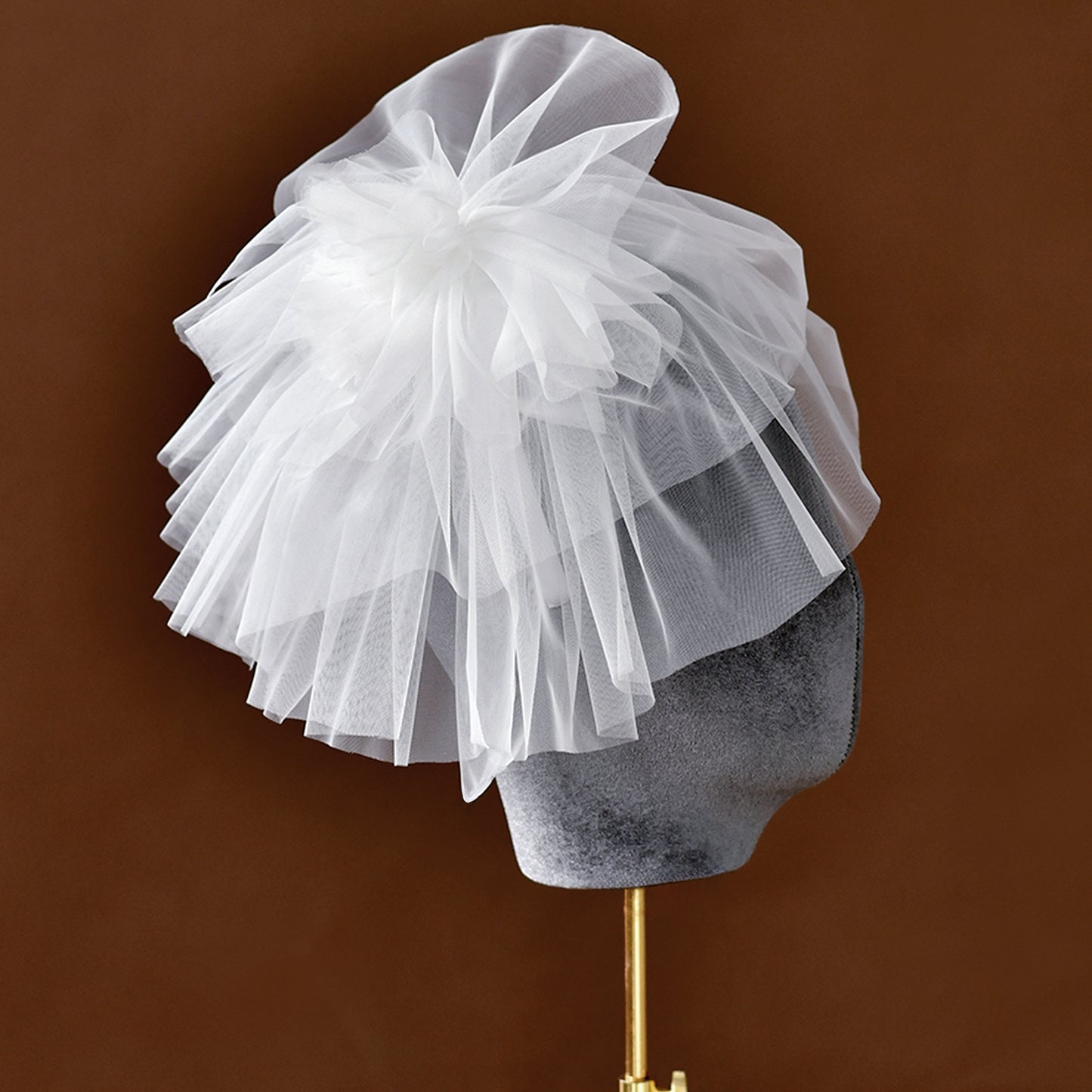 Floral Bridal Blusher Veil Multi Layer Wedding Headband Short Veil White - Bridella BMA01-I