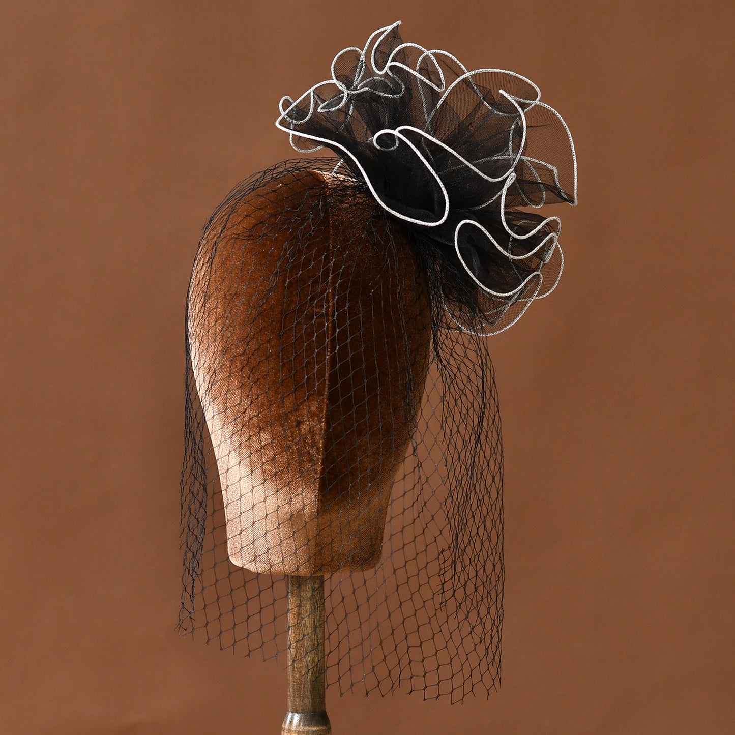 Black Floral Birdcage Bridal Blusher Veil Wedding Hair Accessory Vintage Face Veil - Bridella BMA02-B