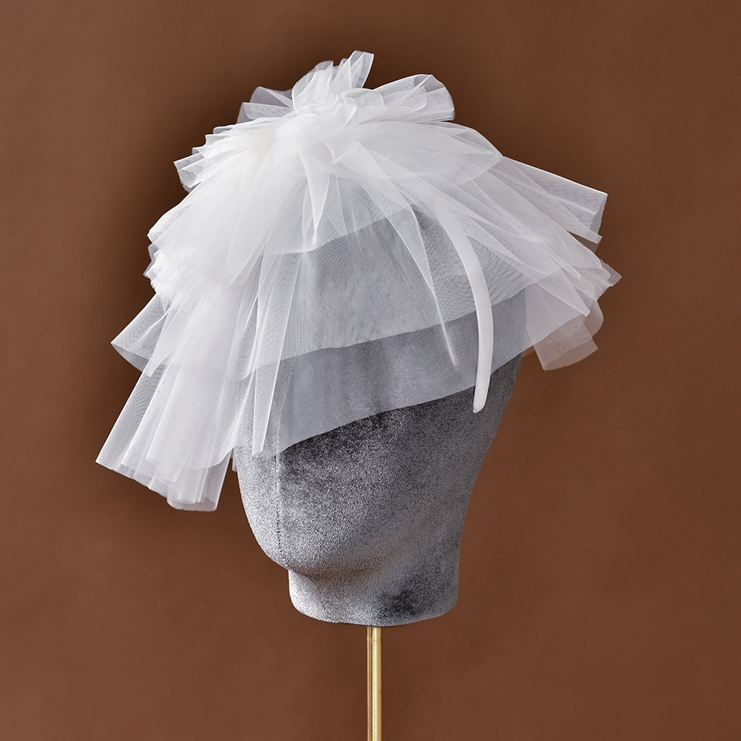 Floral Bridal Blusher Veil Multi Layer Wedding Headband Short Veil White - Bridella BMA01-I