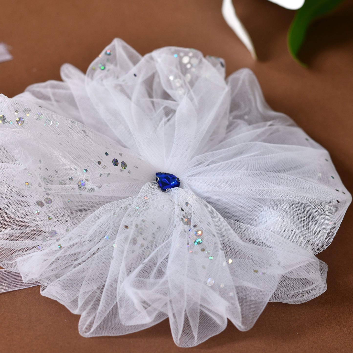 White Flower Bridal Necklace Sequined Wedding Dress Decoration Accessory - Bridella BMA03