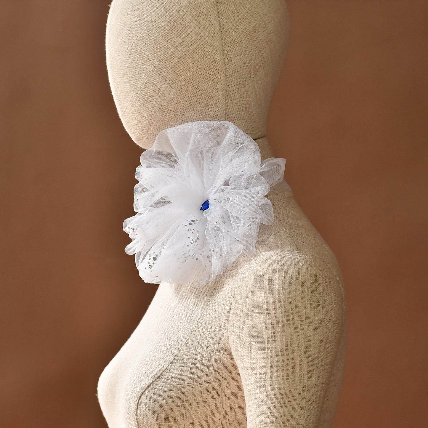 White Flower Bridal Necklace Sequined Wedding Dress Decoration Accessory - Bridella BMA03