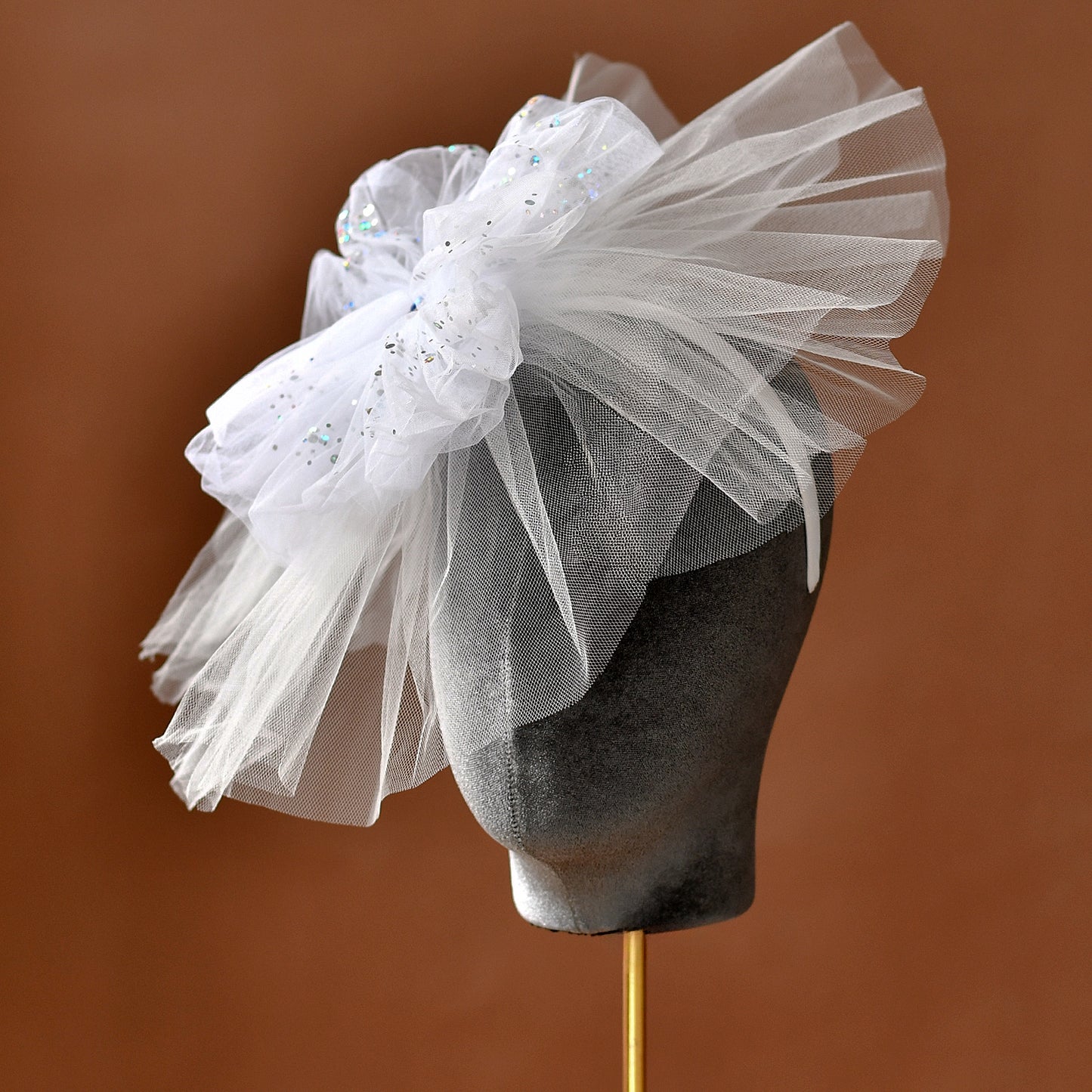 Floral Bridal Blusher Veil Two Layer Sequined Wedding Headband Hair Accessory - Bridella BMA04