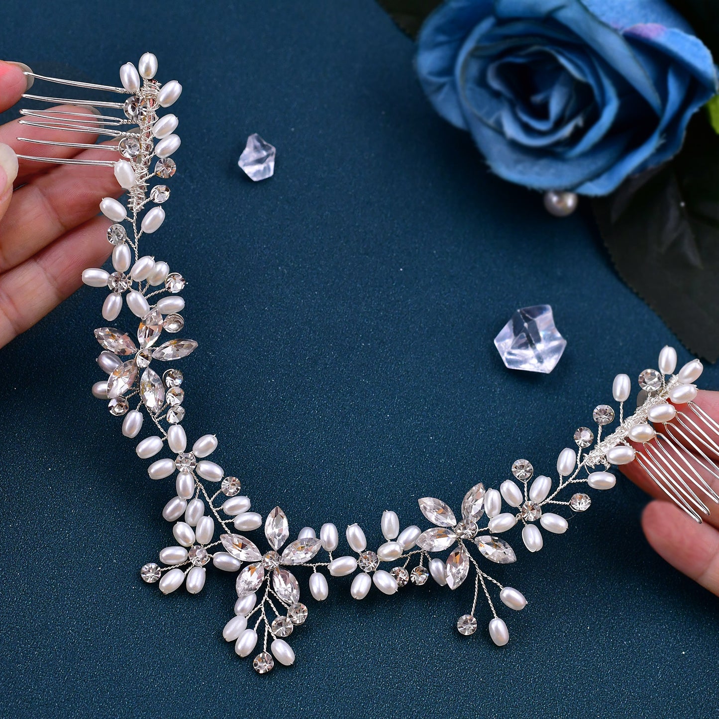 Bridell Sliver Bride Headband Hairstyles with comb