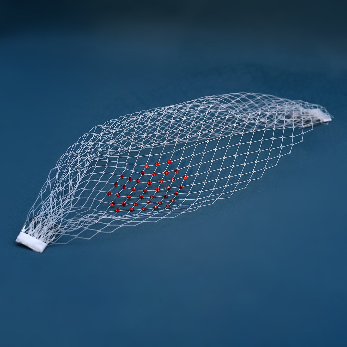 Red Rhinestone Birdcage Bridal Veil Wedding Veil - Bridella BMA39