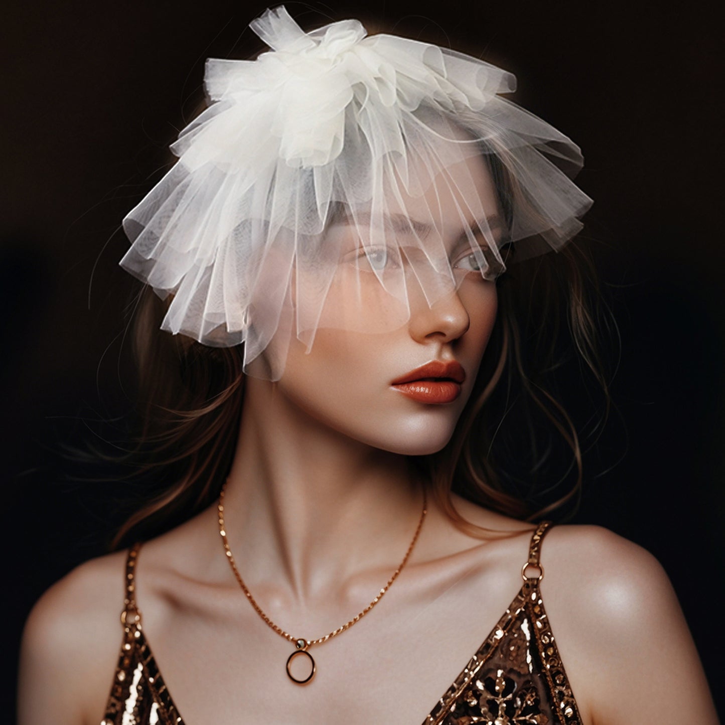 Floral Bridal Blusher Veil Multi Layer Wedding Headband Short Veil White - Bridella BMA01-I