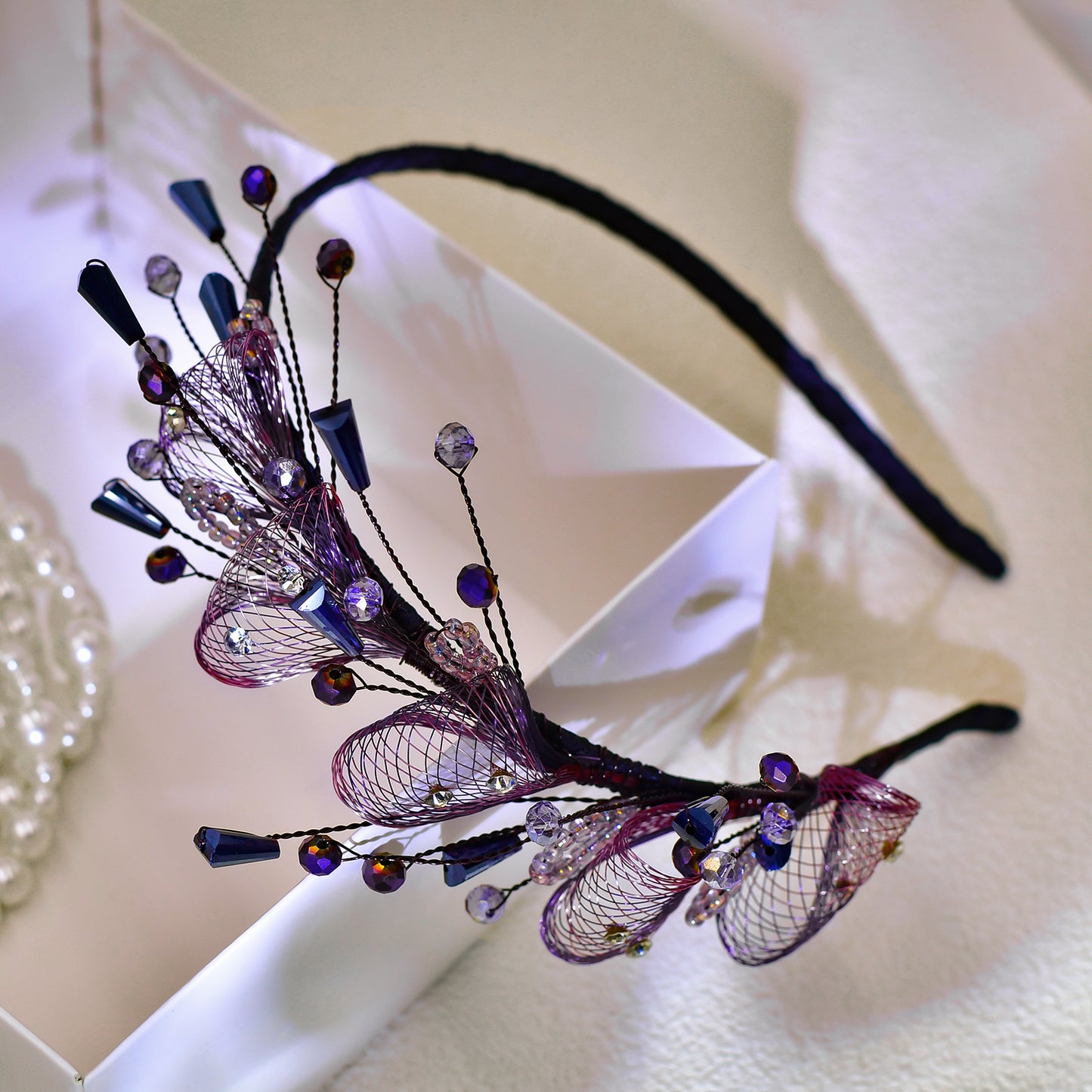 Purple Crystal Leaf Headband Bridal Hair Accessories - Bridella-BYXA27